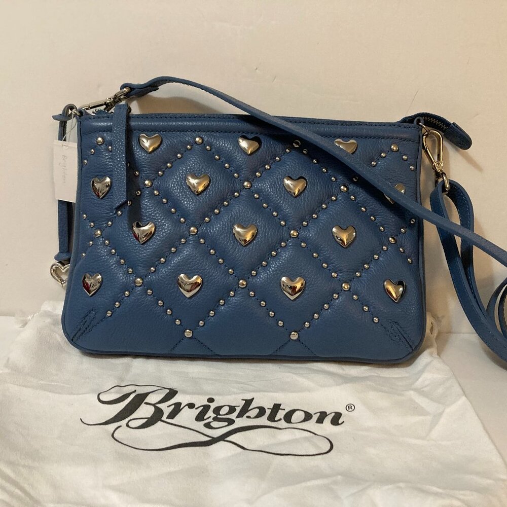 BRIGHTON Trudi Brave Heart Crossbody Bay Blue Leather